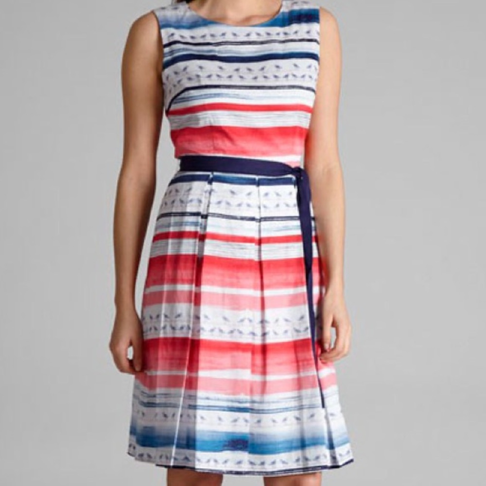 LAURA ASHLEY Seagull Stripe Beach Cotton Fit & Flare Dress Size 12 - Picture 3 of 9